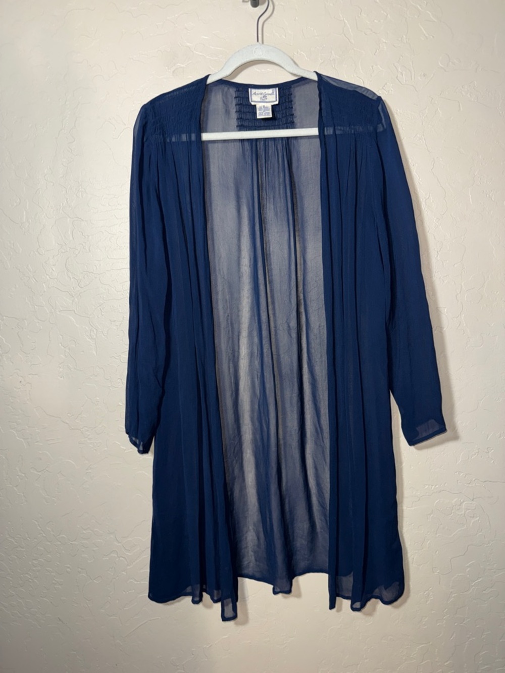 April Cornell navy sheer open front cardigan size medium